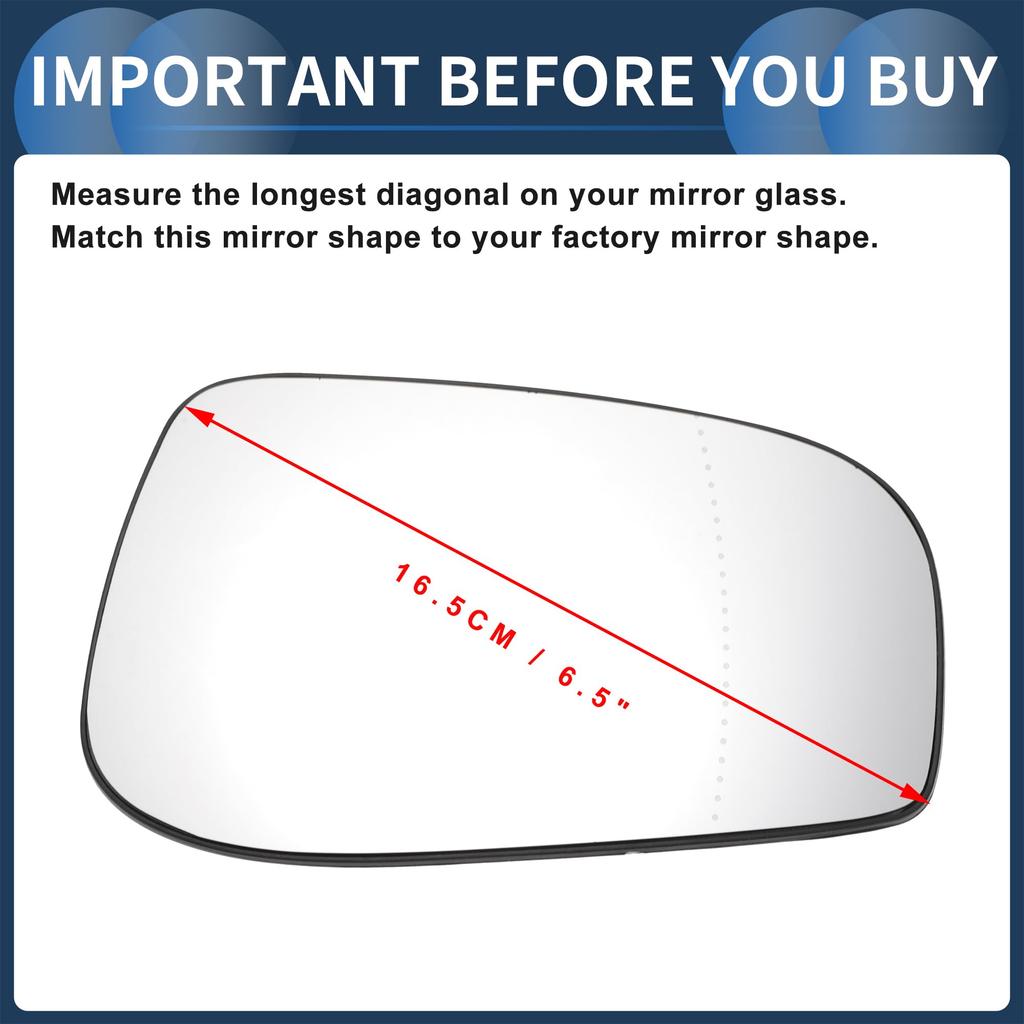 INFINAUTO Passenger Side Mirror Glass Replacement with Backing Aspherical White Glass for Volvo S60 and Volvo S80 V70 Right-side Plate, Heater,
