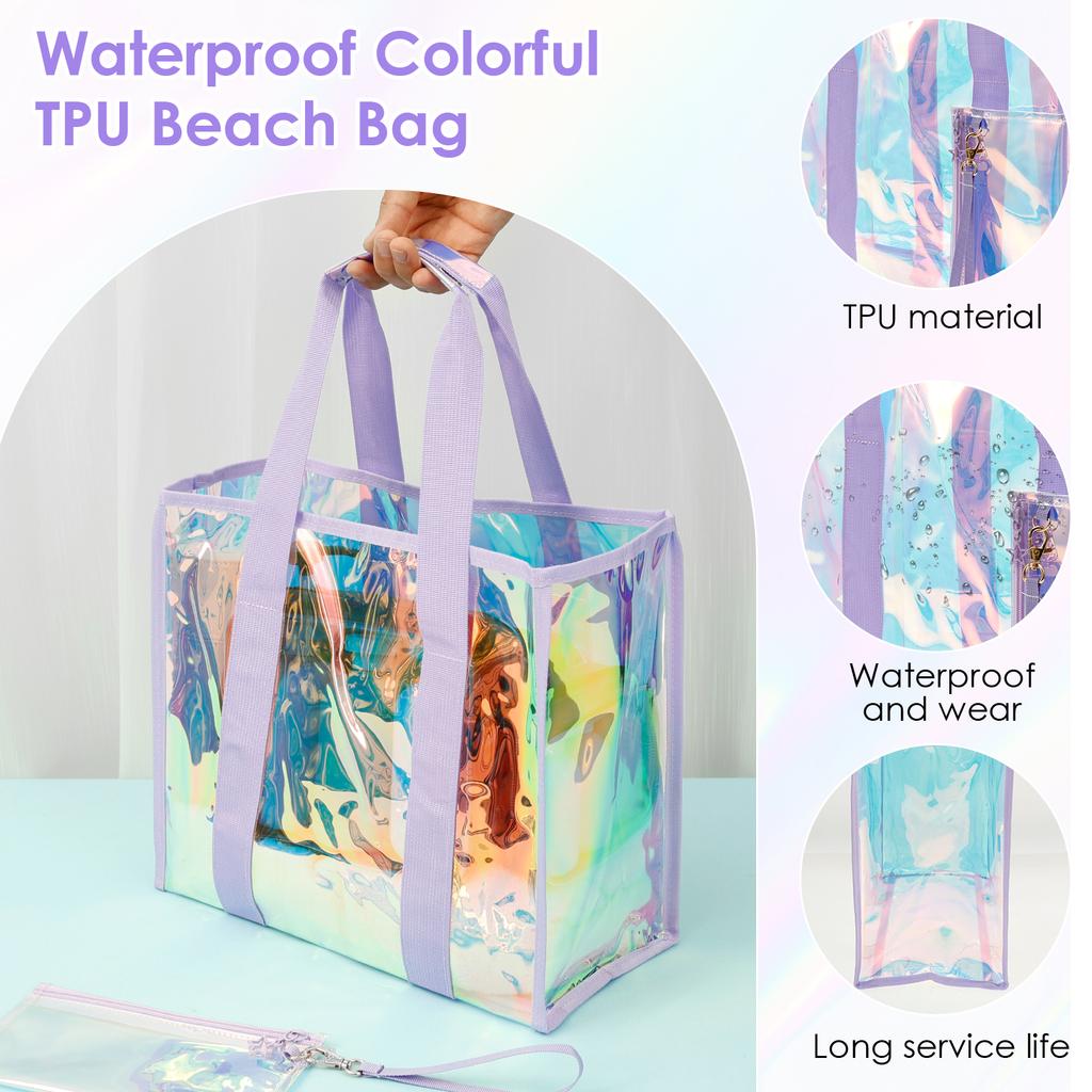 Hot Waterproof Beach Tote Bag with Small Phone Pouch Large Capacity Female Travel Shopping Bags for Vacation Traveling Daily Use