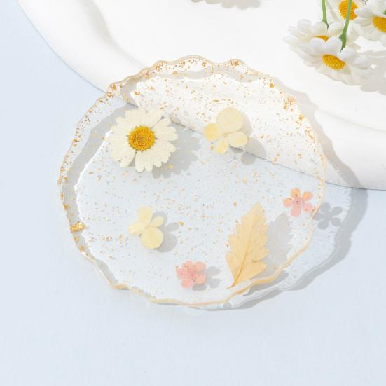 Real Dried Flowers Coaster Heat-Resistant Home Kitchen Transparent Cup Mat for Resin Handmade DIY Decor Unique