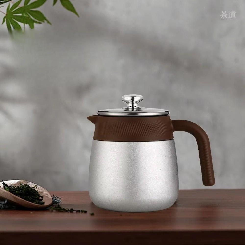 Stainless Steel Titanium-Coated Teapot Titanium-Coated Liner Large Capacity Insulated Coffee Pot with Handle Brewing Pot Kitchen