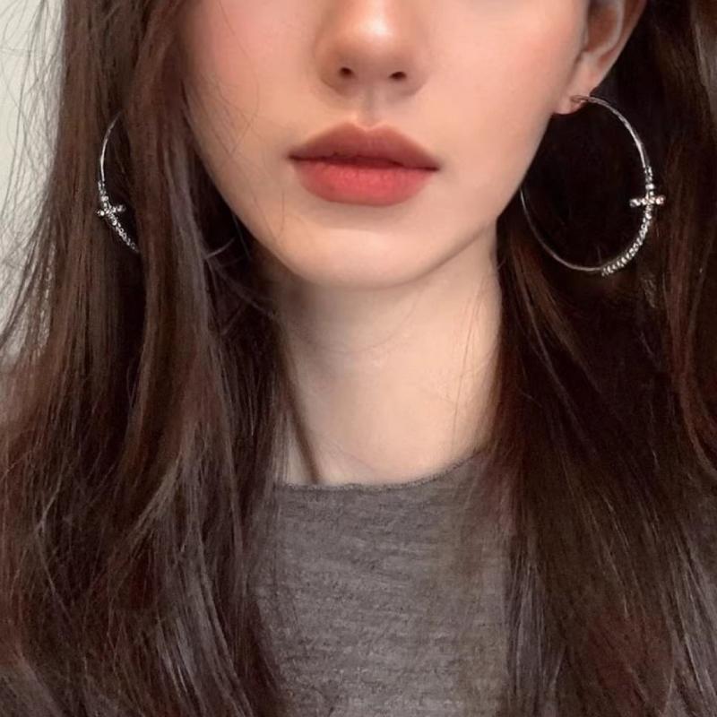 Błyszczące Duże Kolczyki Koła Krzyżowe Dla Kobiet Wykwintne Cyrkonie Klamry na Uszy Wysokiej Klasy Biżuteria Geometryczna Prezent