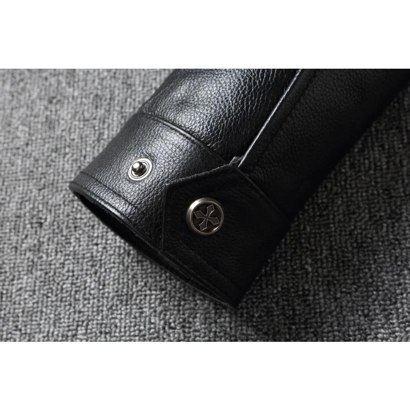 Chinese Size Removable Hooded Leather Jacket Men Genuine Cowhide Leather Coat Slim Biker Clothing Mens Coat Winter Veste Cuire Homme