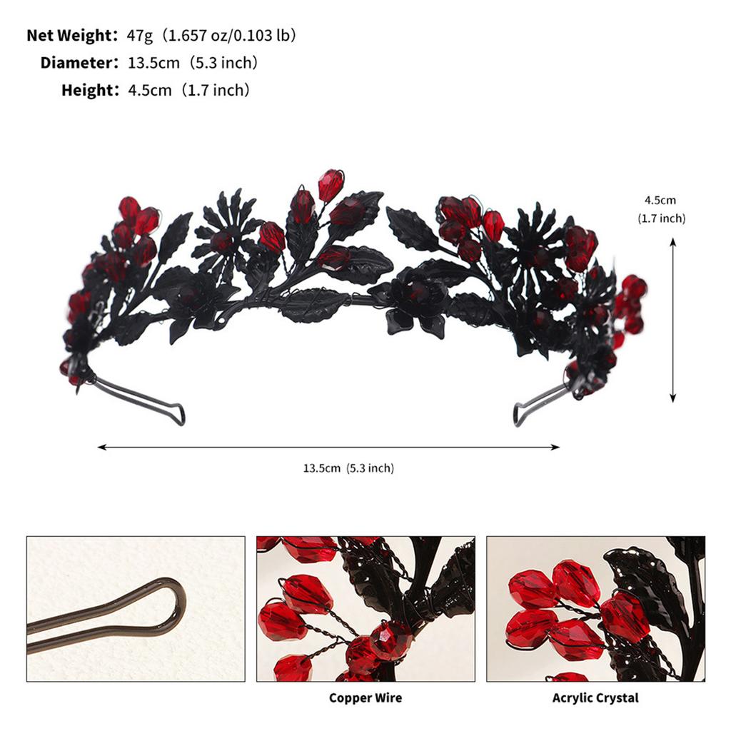 Vintage European Style Flower Crown For Women 2025 Halloween Crystal Flower Headband Exquisite Handmade Hair Accessories