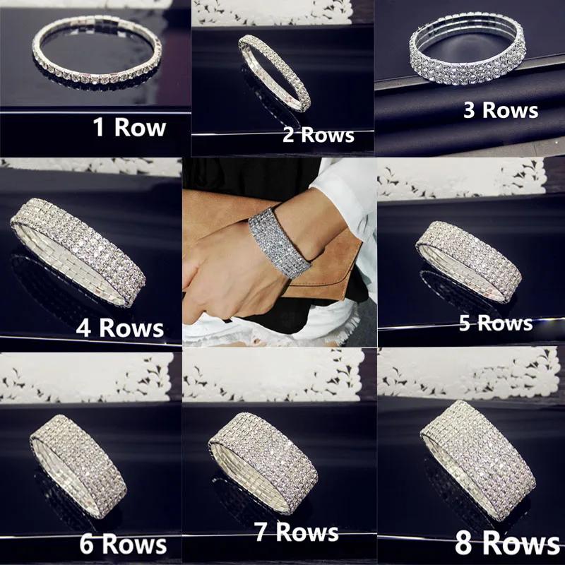 Brățară Elastică de Lux Albă Completă cu Cristal Cubic Zirconiu AAA Strălucitoare cu Strasuri Gheață Brățară de Damă pentru Femei Bijuterii de Nuntă