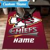 Custom Name Kansas Chiefs Fan Gear Rug Game Carpet, Floor Mat for Bedroom Living Room Entryway Rug, Home Decor Idea Gift for Christmas birthday