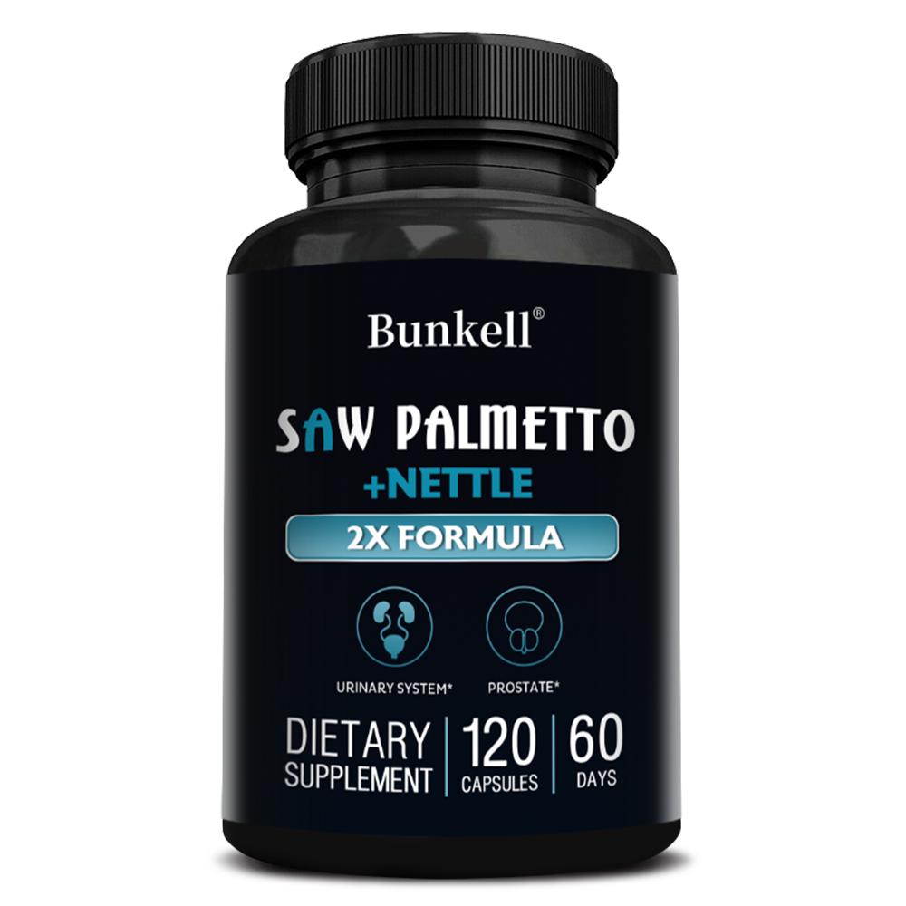 Saw Palmetto Capsules, 2X Herbal Blend Dietary Supplement For Men, 120 Capsules