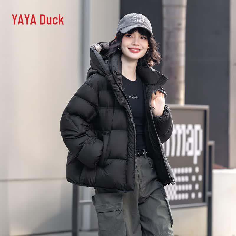 YAYA Women's Casual Hooded Short Down Jacket