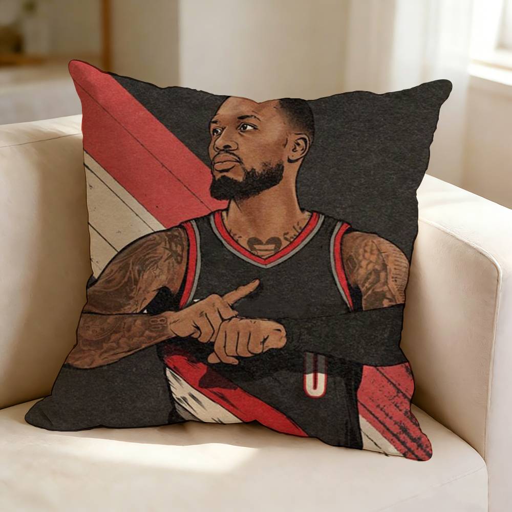 Basketball player DDamian Lillard Square DoubleSided printed Pillow Case Bedroom Bedside Pillow Sofa Cushion Cover