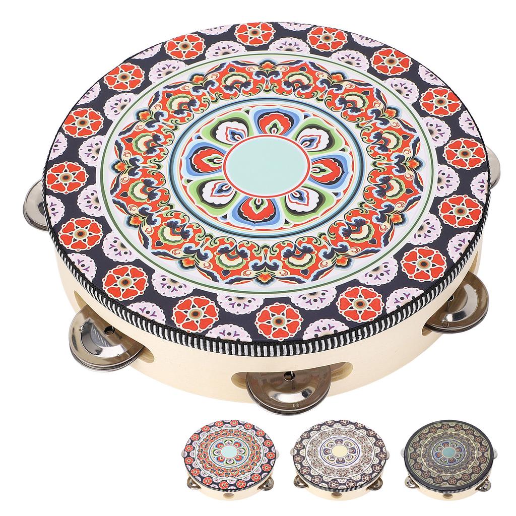 Handgehaltenes Holz-Tamburin, 8 Zoll, Jingles, musikalisches Bildungsinstrument für Erwachsene und Kinder