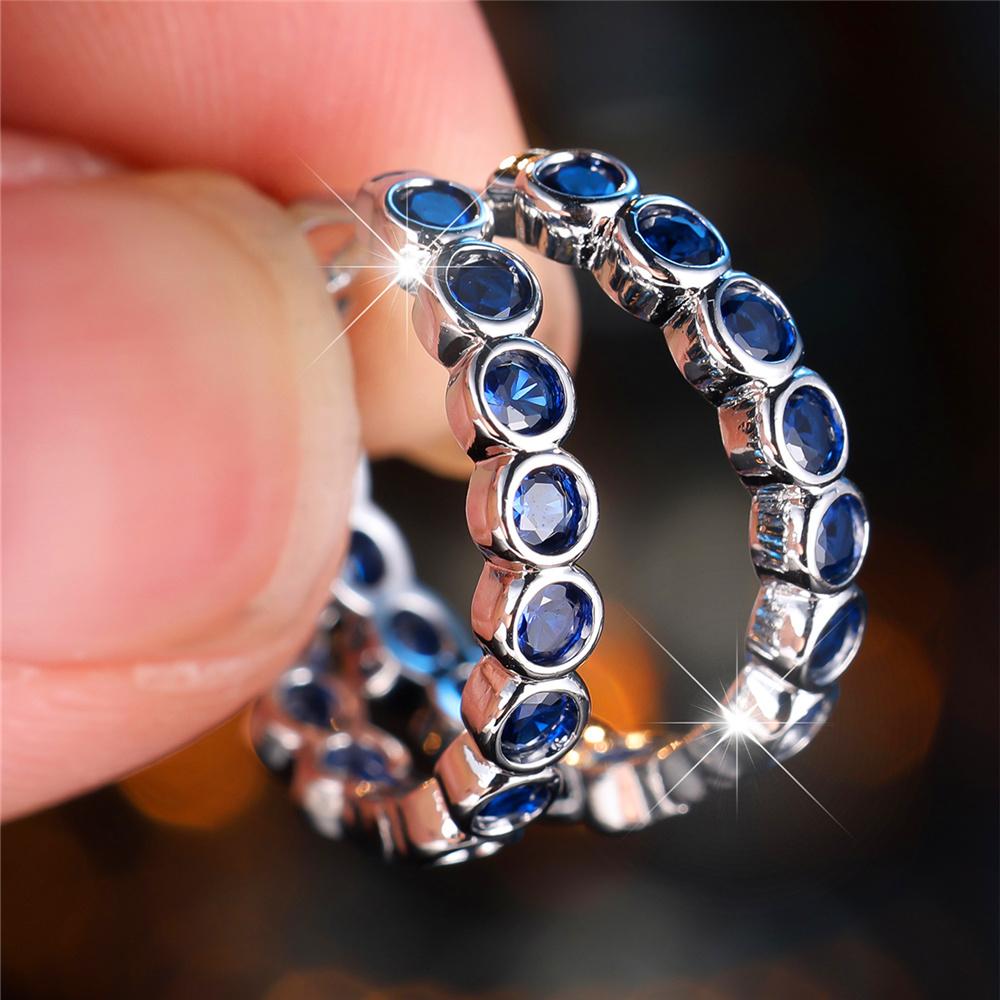 Kristall Grün Blau Schwarz Lila Runde Zirkonstein Creolen für Damen Weiblich Silberfarbe Hochzeits Schmuck