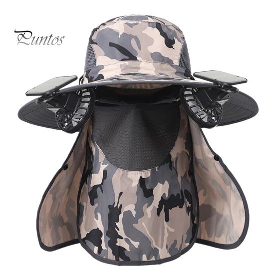

Чоловічий сонцезахисний капелюх з сонячним вентилятором, знімною маскою для обличчя та шаллю, кепка для захисту від сонця з регульованою швидкістю вітру, капелюх рибалки 1 Set
