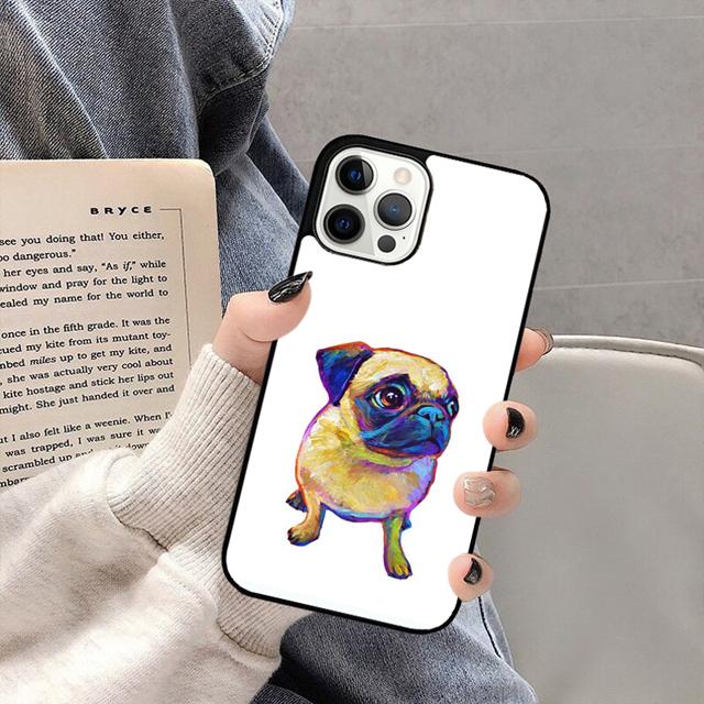 SŁODKI Piesek Mops Etui na Telefon Tylna Osłona do iPhone 17 Air 16 15 14 13 11 12 Pro Max PlusS Obudowa Coque