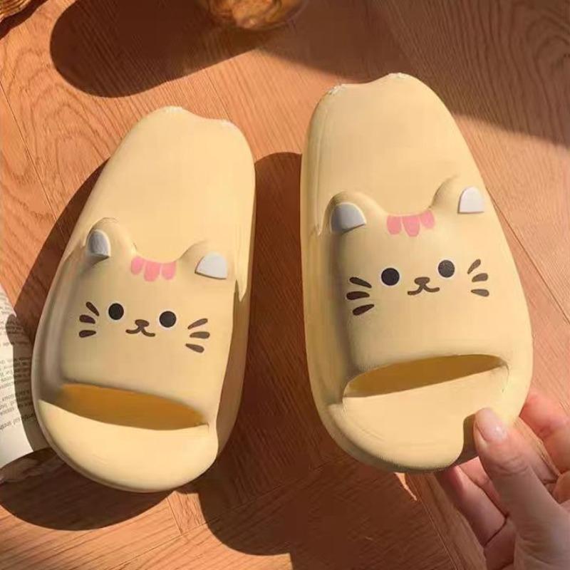2025 EVA Thick Sole Slipper Women Cute Kitty Slippers Female Summer Girl Heart Home Bathroom Slippers Beach Sandals Flip Flops