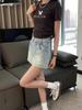 2024 Hot Rhinestone Denim Mini Skirt: Slimming Spicy Girl Summer Style for Women