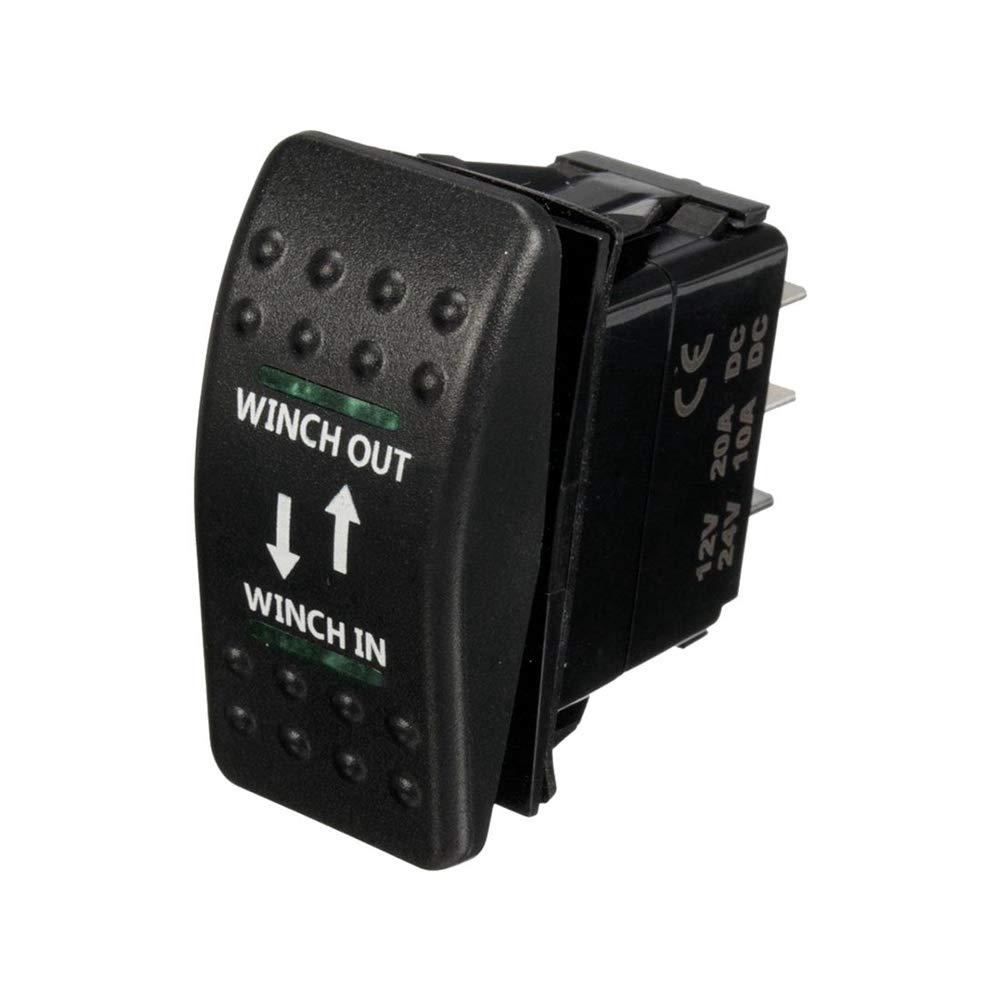2pcs 20A Winch Out On Rocker Switch 7 Pin LED, Blue & Green