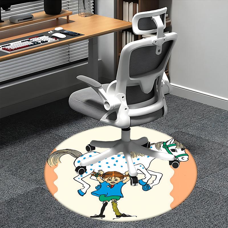 

Pippi Longstocking,Horse Chair mat Round Rug Office carpet, Non slip, Suitable for Living Rooms, Bedrooms decor.1205161a 80cm by 80cm