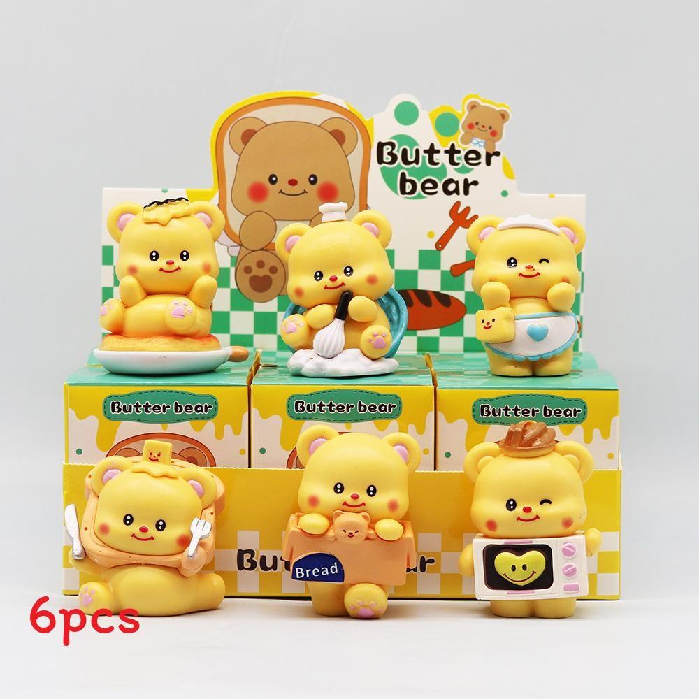 Pvc Butter Bear Playful Figurine Sets With Dessert Theme For Enthusiasts Fans