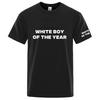 2025 White Boy Of The Year Print Unisexs New Summer Round Neck Cotton Casual Solid Color Short Sleeve Breathable Top