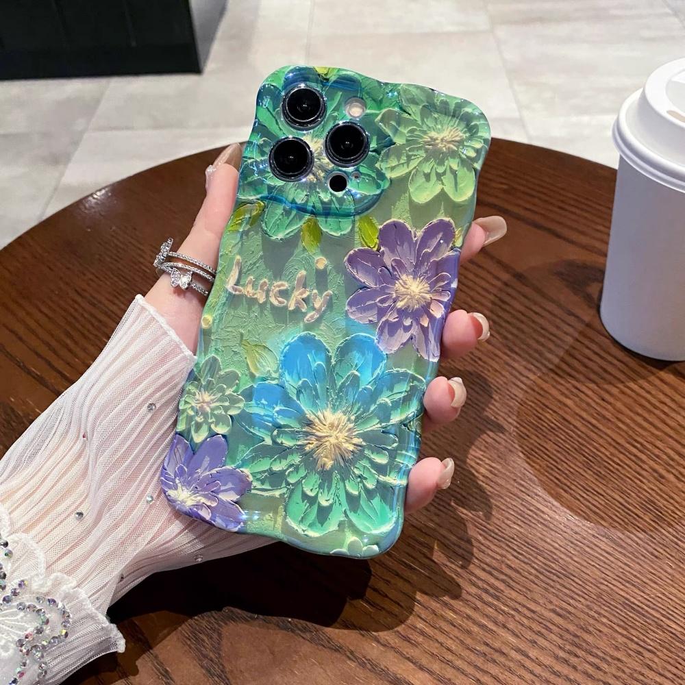 

Новые розово-голубые цветущие вишни подходят для чехла для мобильного телефона Apple 16promax iPhone15pro, полноразмерный, с волнистым краем, противоударный. iPhone 15