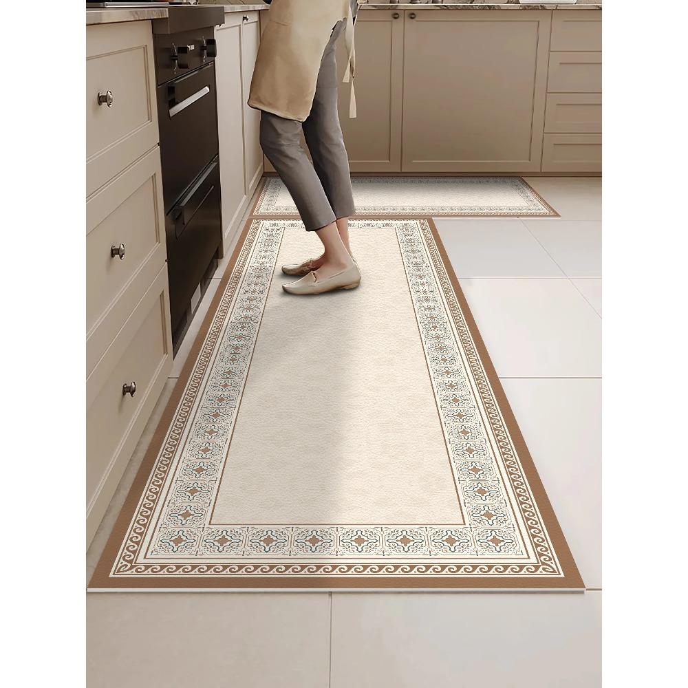 Kitchen Floor Mat Waterproof Oil-proof Wipeable PVC Leather Soft  Rug Household Long Non-slip Dirt-resistant Carpet Alfombra