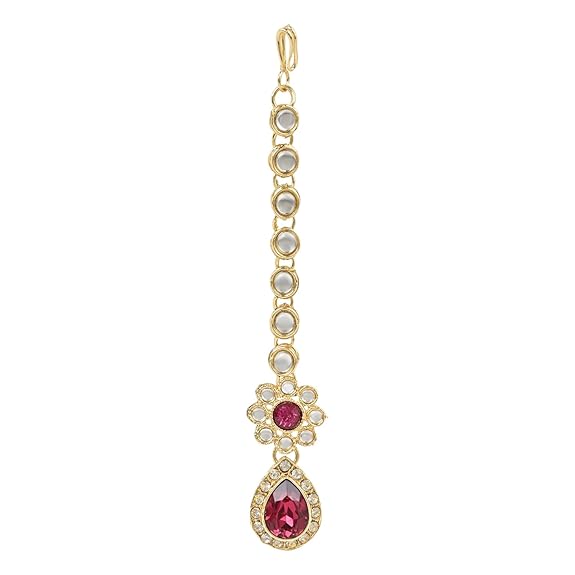 Gold Plated Traditional Kundan Stone Choker Necklace With Earrings & Maang Tikka Jewellery Set for Women