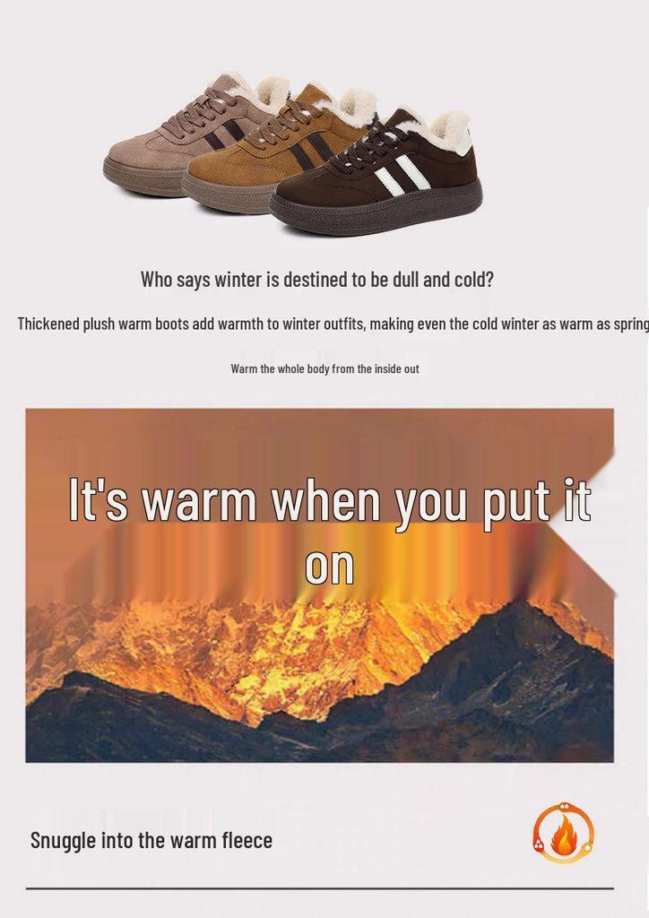2026 New Winter German Training Shoes: Thick, Soft Sole, Versatile Casual Board Shoes, Plus Velvet, Warm Cotton.