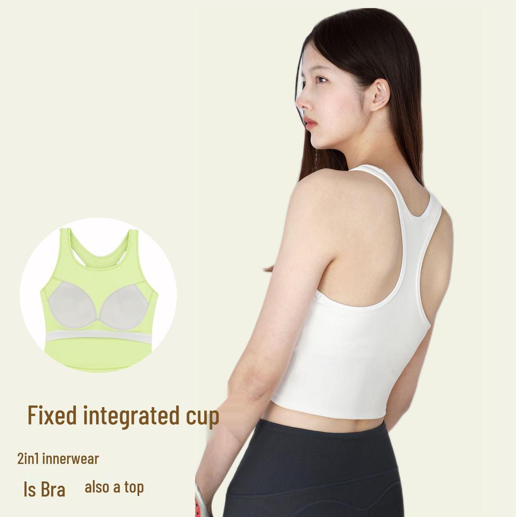 One-Piece Sports Bra with Shock-Absorbing Pads - Pilates & Fitness Vest