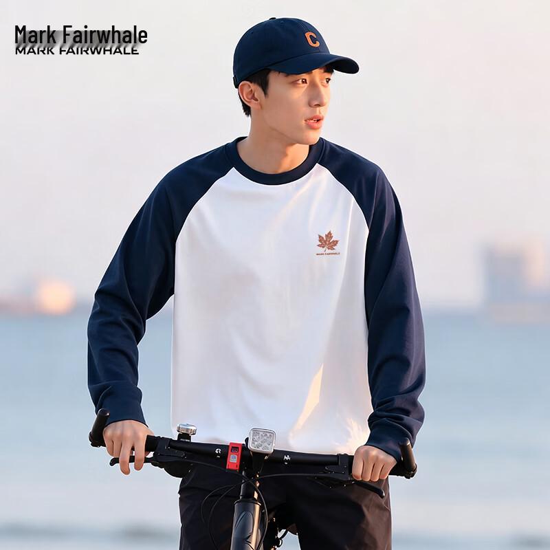 Mark Fairwhale Men's Pure Cotton Color-block Long Sleeve T-shirt