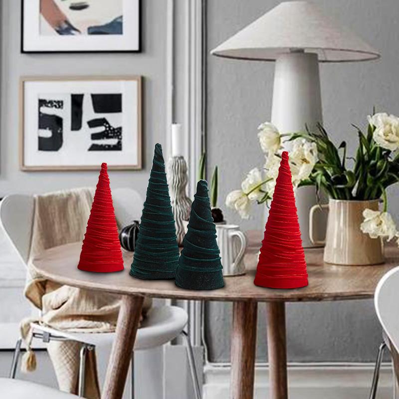 15/25/35cm Desktop Christmas Tree Ornament Christmas Decoration Short Plush Christmas Tree Scene Decoration