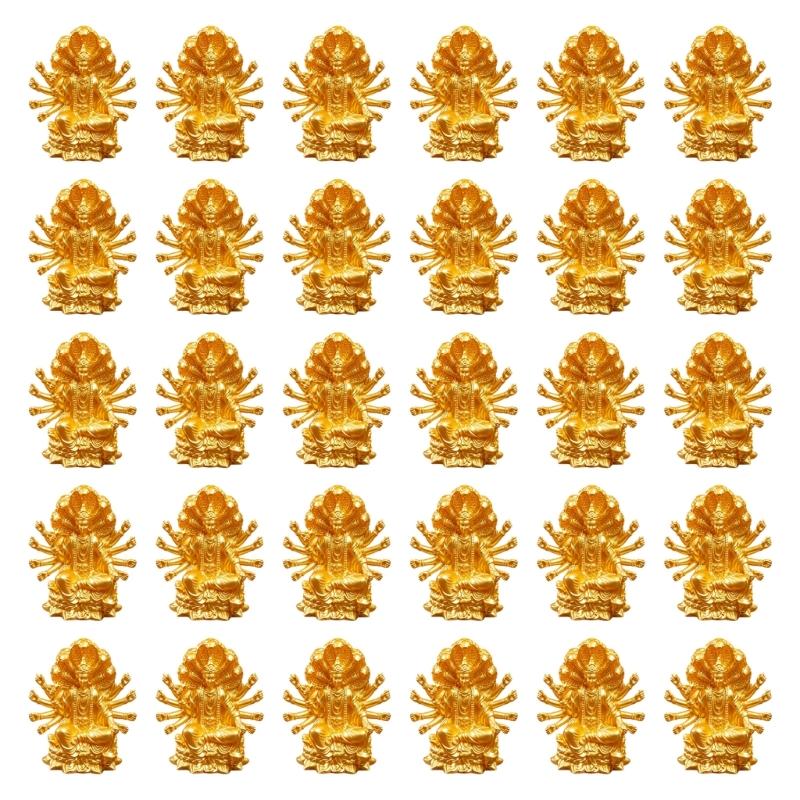 30Pcs Sakyamuni Buddhas Statue Mini Gold Buddhas Figurines Bulk,Tiny Figures Ornament for Car Dashboard Home Decorations