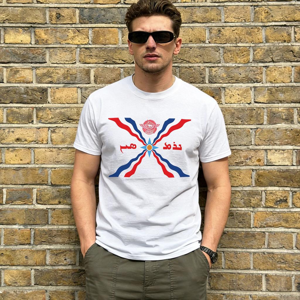 Assyrian Flag Tshirts Men Humor 100 Cotton Tees Crew Neck Short Sleeve T Shirts Plus Size Clothing