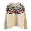 Vintage Jacquard Christmas Red Fair Island Sweater Women's Pullover Loose Autumn and Winter Lazy Knitted Sweater Women's Versatile