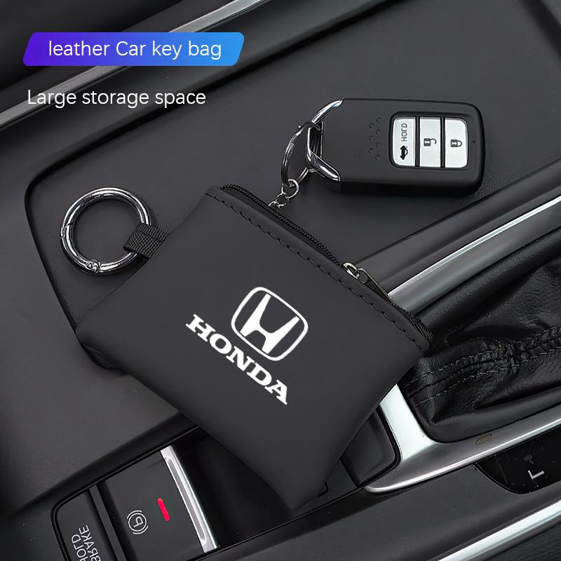 Car Leather Key Case Keychain Mini Storage Bag Auto Accessories For Honda civic accord fit jazz pilot CRV odyssey passport city PS5