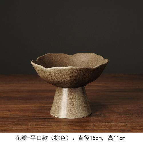 Flower Shape Ceramic Plate Refreshment Tray Tall Feet Dessert Cake Pan Fruit Tray Decorative Plate Dried Fruit Snack Plates Dish