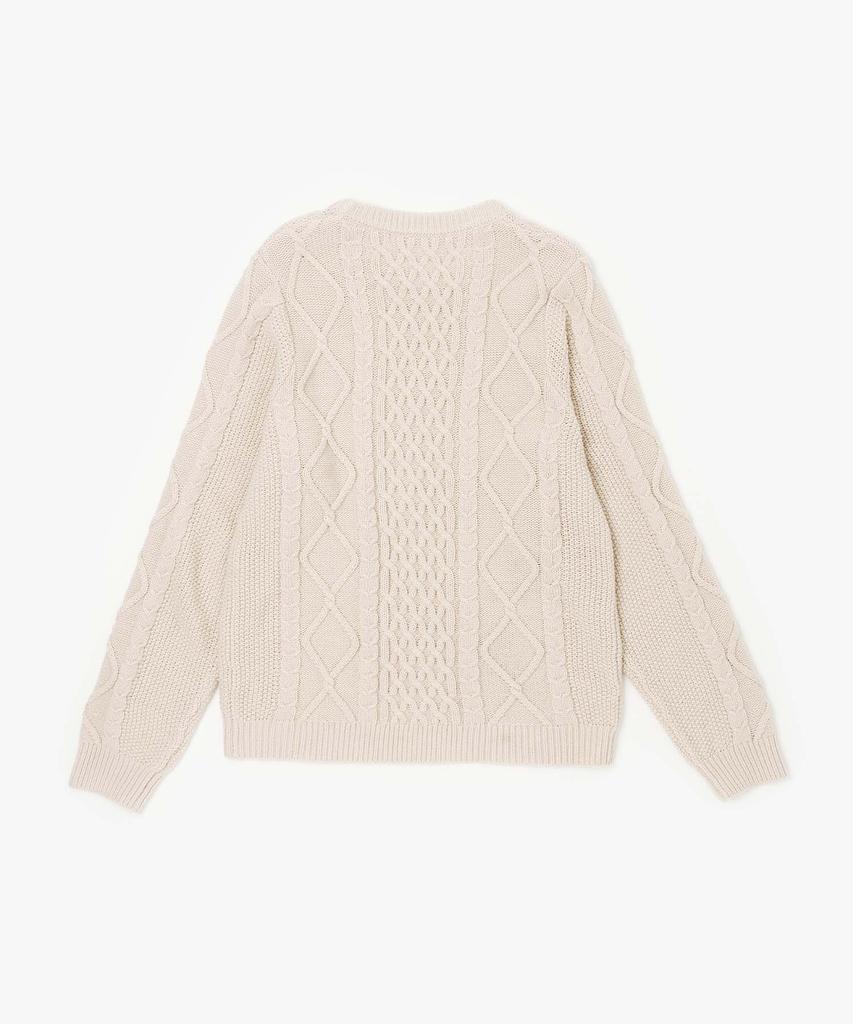 PLAC WOMEN Cable Basic Round Neck Knit Ivory