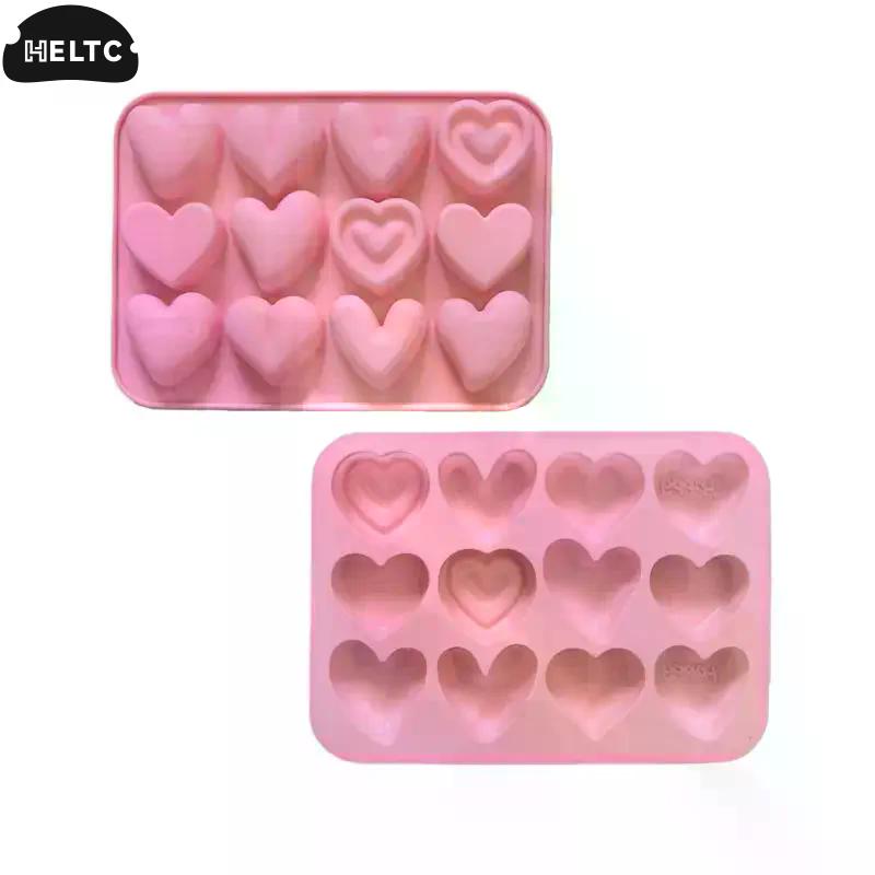 Silicone 12 Consecutive 6 Heart Shaped Chocolate Baking Mold Valentine's Day Candy Jelly DIY Cookie Cake Baking Tool