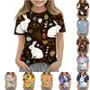 Children's Casual And Fashionable Easter Clothing, Featuring Bunnies, Easter Eggs, And Printed Short-sleeved Tops And T-shirts.