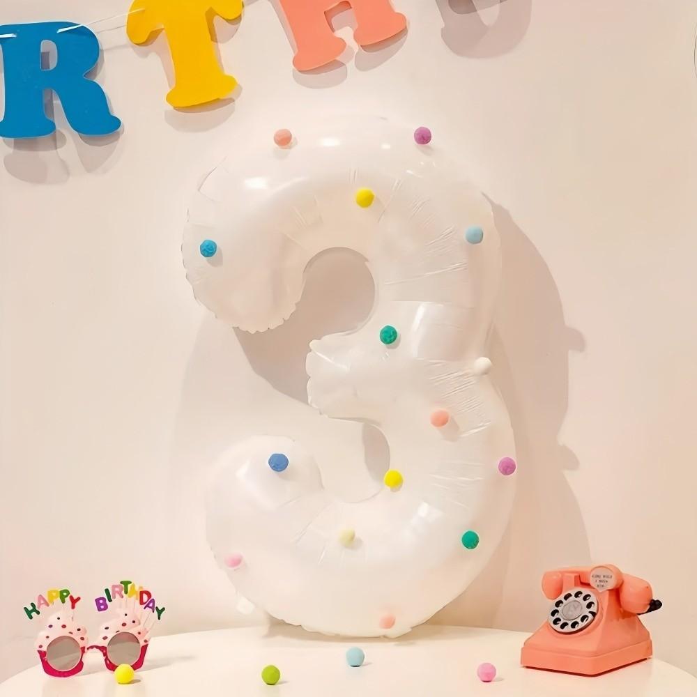 32 Inch Aluminum Foil Balloons Colorful Plush Balls Balloons Set Celebrating Birthdays