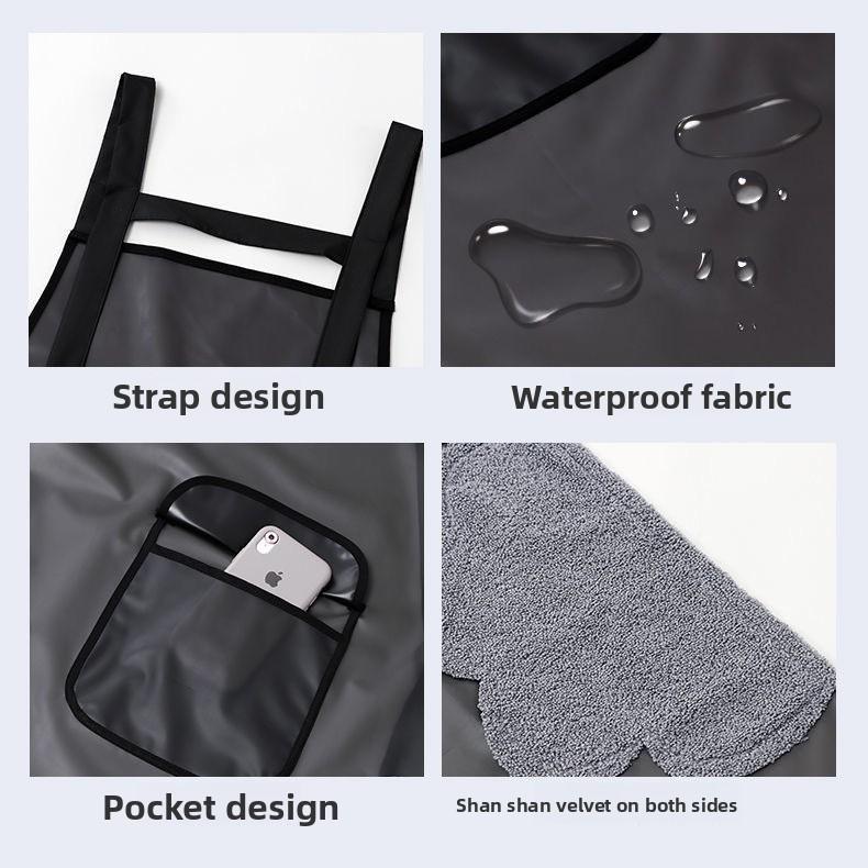 Waterproof and oil-proof, leave-in-wash and clean TPU women's apron, kitchen household smock cooking, dirt-resistant men's and women's waist