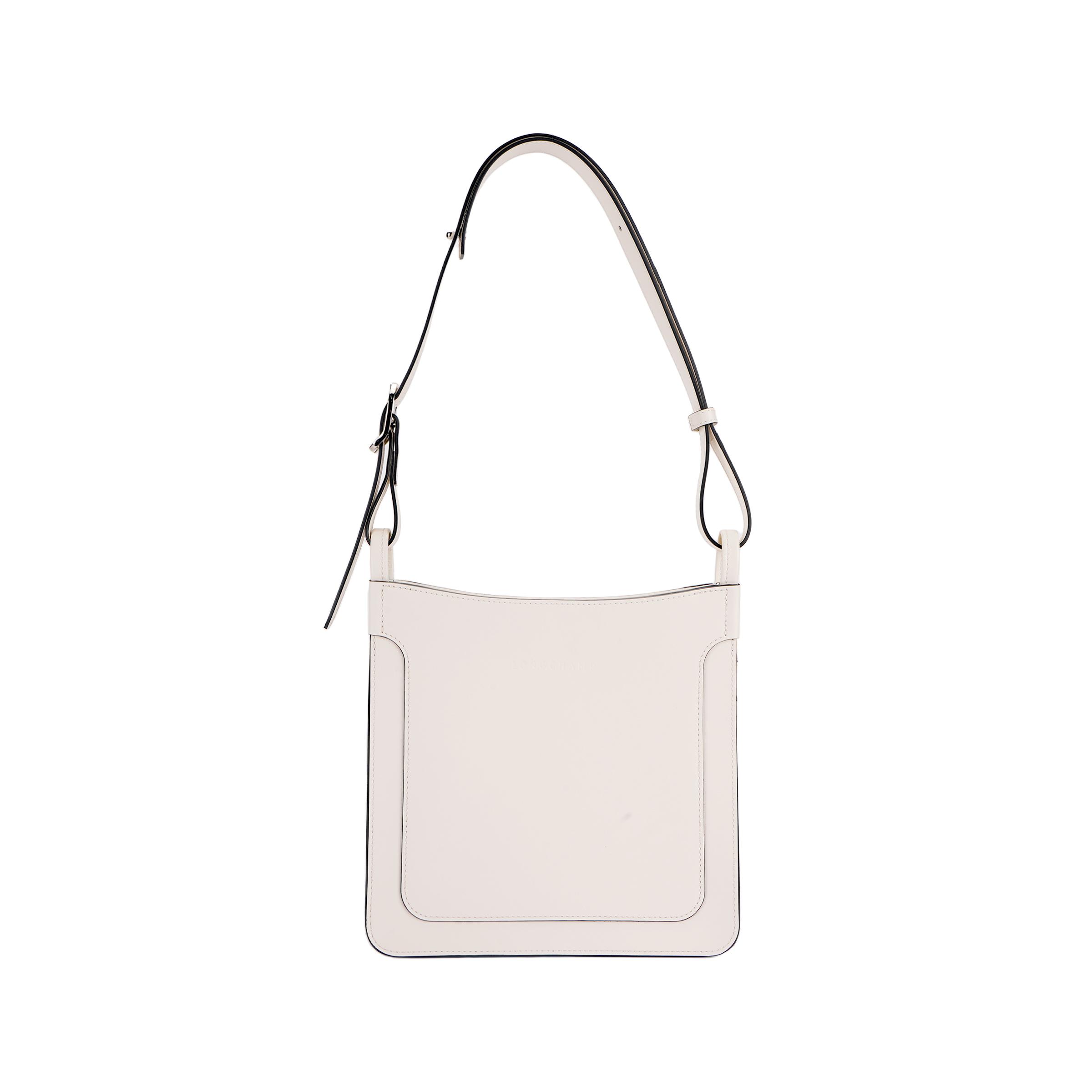 

Longchamp Le Foulonné Silver Metal Zipper Closure Calfskin Hobo Bag Women Handbags White 10272HFI037 Basic Set (Bag+Dust Bag)