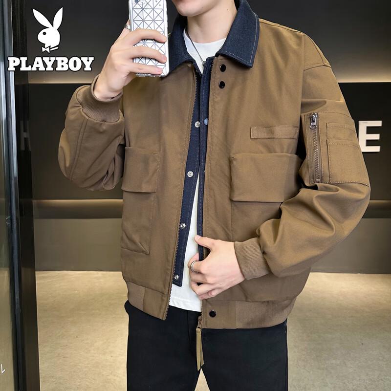 PLAYBOY Men s Faux Two-Piece Shirt Collar Jacket L