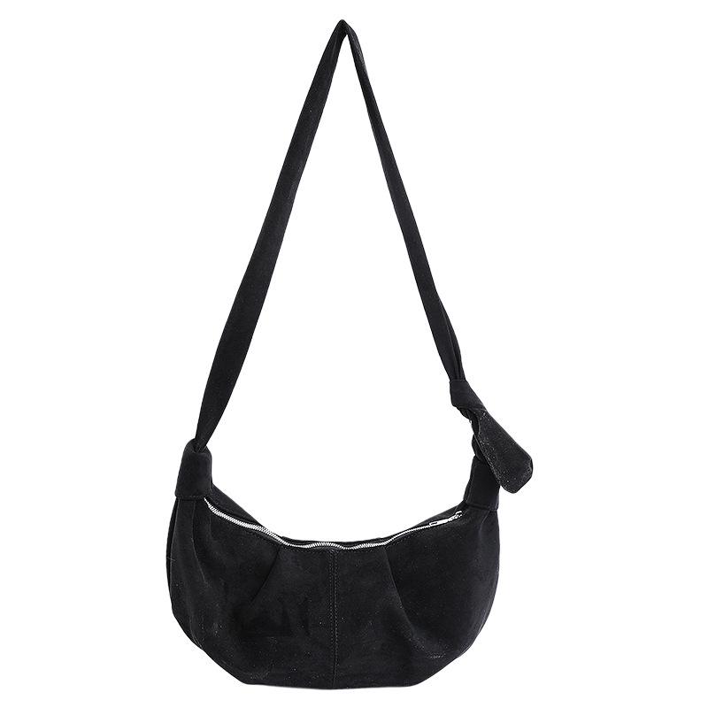 2025 Korean Suede Crescent Dumpling Shoulder Bag – Versatile, Solid Color Casual Crossbody