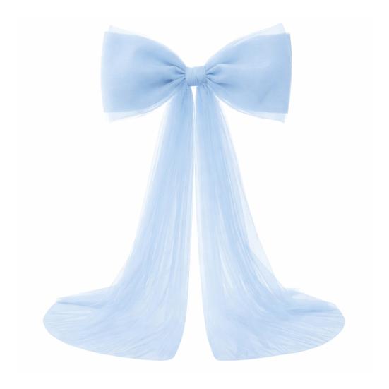 Extra Large Organza Bow Decoration 39 x 59 Inch Giant Tulle Bow with Tie And Long Ribbon Tails