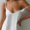 Sexy Women Dress Solid Color Sleeveless Deep V Neck Ruffle Hem Loose Mini Dress for Party