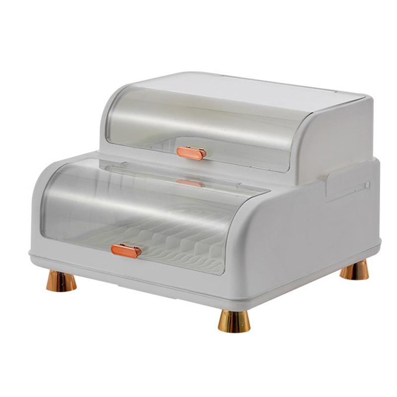 

Подставка для сушки посуды, пластиковая, сушилка для столовых приборов, ящик для хранения, сушилка для тарелок и палочек для еды, с крышкой, легкая белый