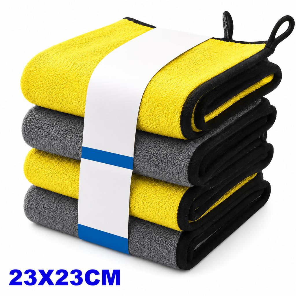 1-4pcs Microfiber Car Washing Towel Soft Quick Drying Windows Mirrors Wiping Rags Home Double Layer Cleaning Cloths 500GSM