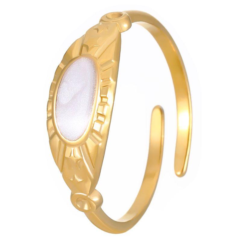 Bohemian Oil Drip Gradient Vintage Layered Titanium Steel Ring European and American Ins Style Geometric Open Stainless Steel Ring
