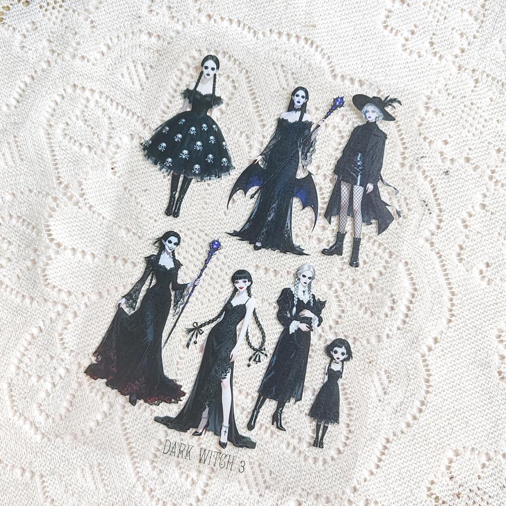 Pet Tape Journal Dark Night Witch Sticker Magic Woman Character Sticker Card Landscaping Collage Decoration