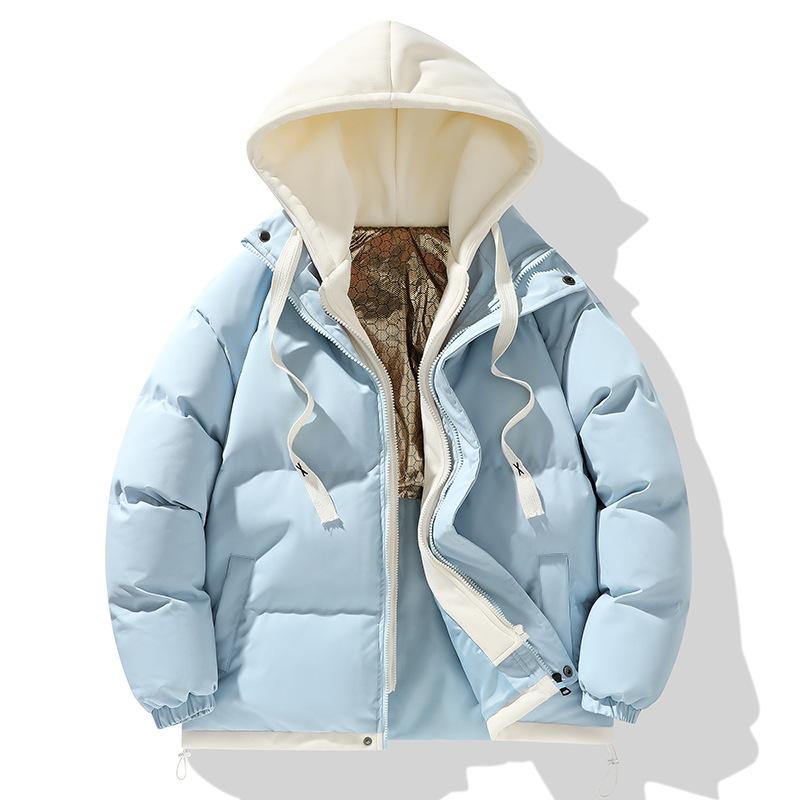 Winter Fake Two-piece Cotton Clothes for Men and Women, New Graphene Warm Thickened Hooded Bread Clothes, Couple Cotton-padded Jacket