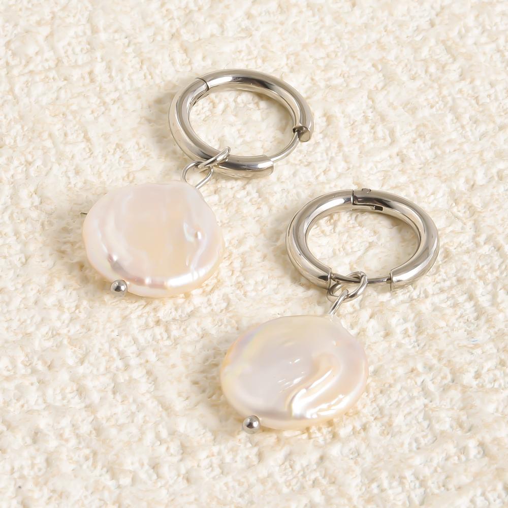 Real Natural Irregular Pearl Earring Stainless Steel Jewelry For Women Men Accessories Round Hoops Piercing Baroque Boucles Gift